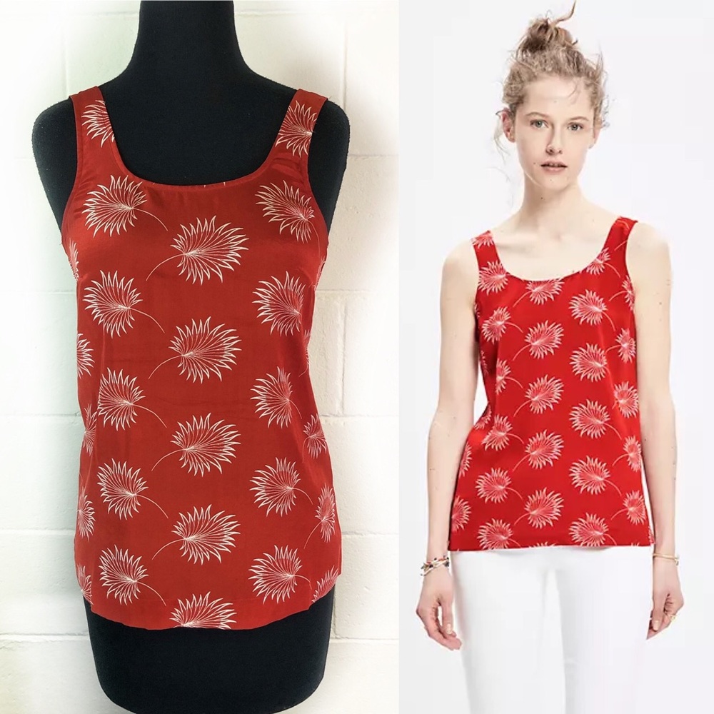 Madewell Silk Lookout Bow Back Top In Palm flower